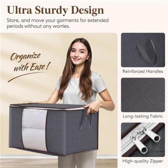 6 Pack Clothes Storage, Foldable Storage and Organization, Storage Bins with Lid - Picture 4 of 7